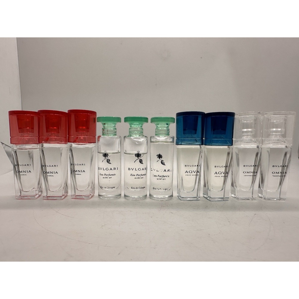 Bvlgari Mini Perfume Cologne Lot 10 NEW Omnia Coral Aqva Crystalline Green Tea